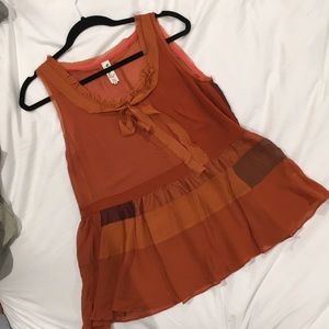 XS orange silk tank top anthropologie